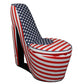 HomeRoots Red White and Blue Patriotic High Heel Shoe Storage Chair in Print 3 Finish
