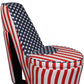 HomeRoots Red White and Blue Patriotic High Heel Shoe Storage Chair in Print 5 Finish