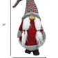 HomeRoots Red and Grey Spotted Hat Gnome with Pigtails