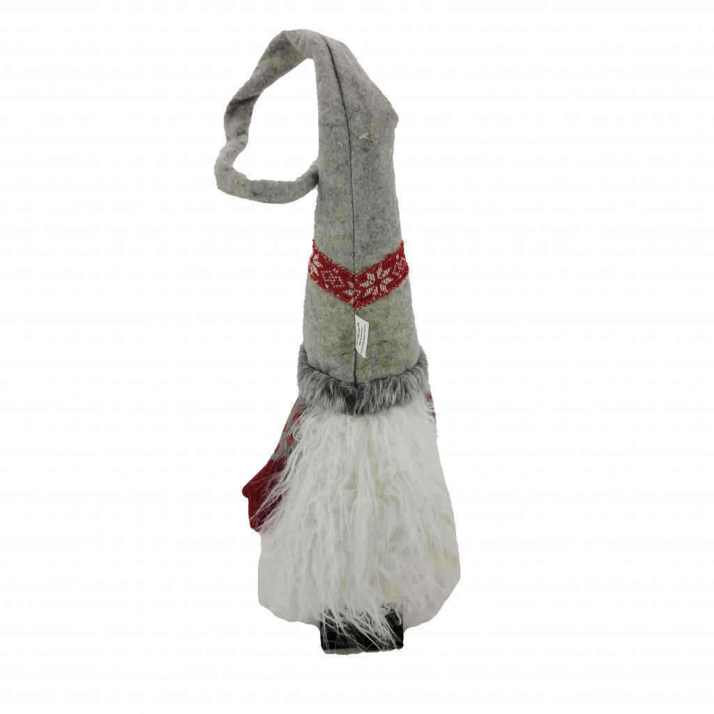 HomeRoots Red and Grey Winter Gnome with Snowflakes