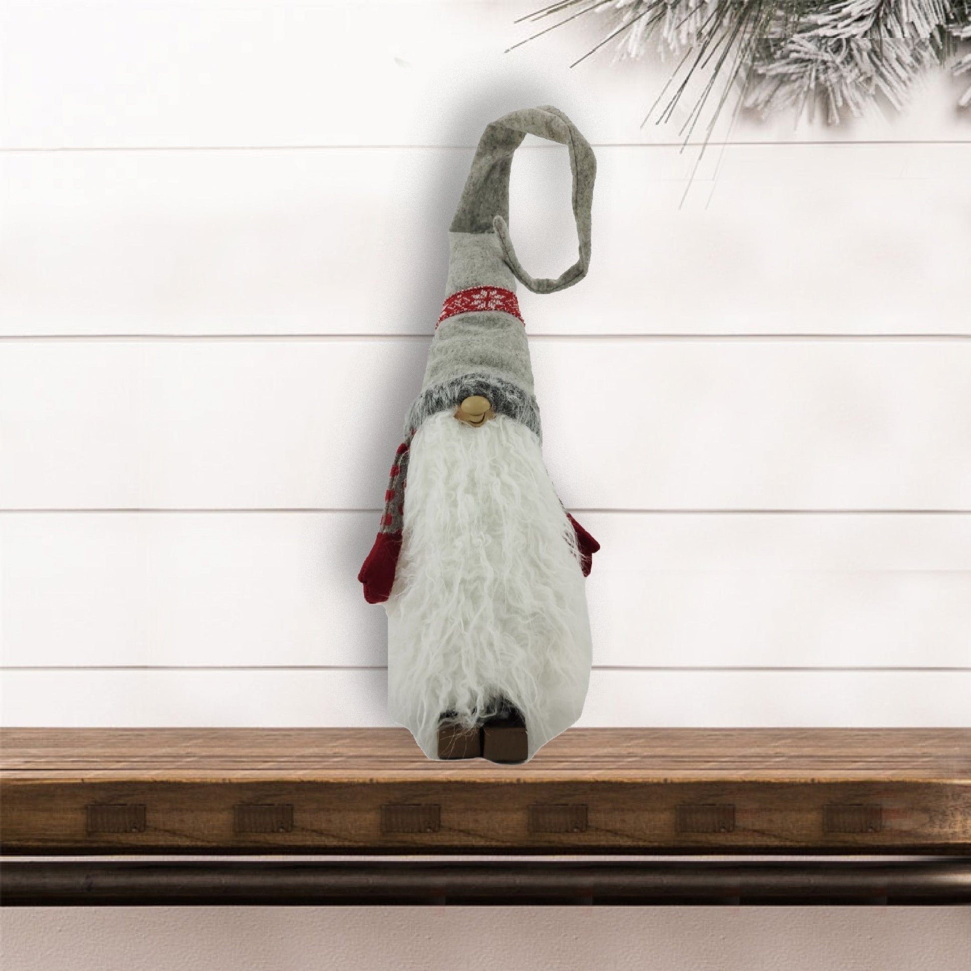 HomeRoots Red and Grey Winter Gnome with Snowflakes