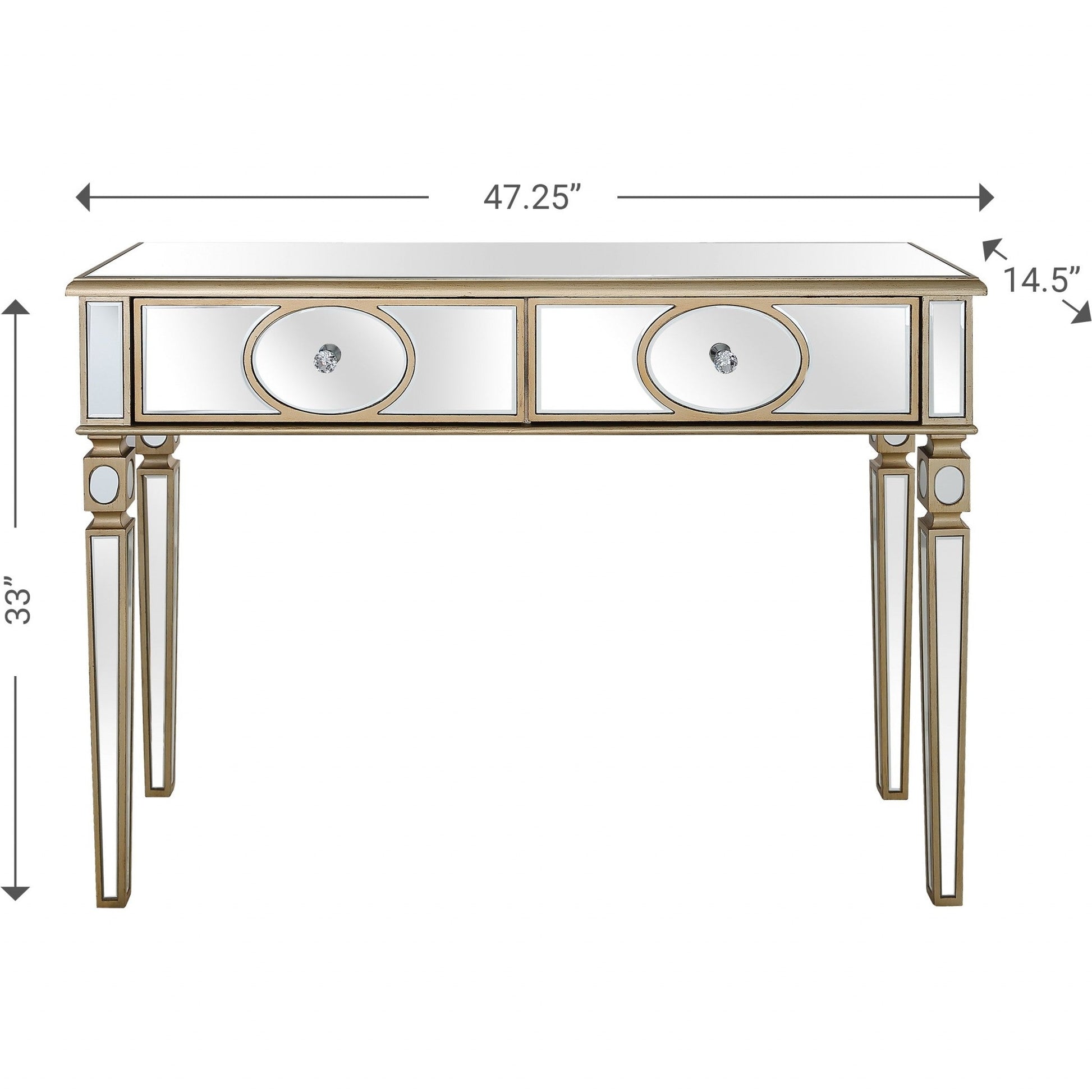 HomeRoots Refined Curvy Consoled Table in Champagne Finish