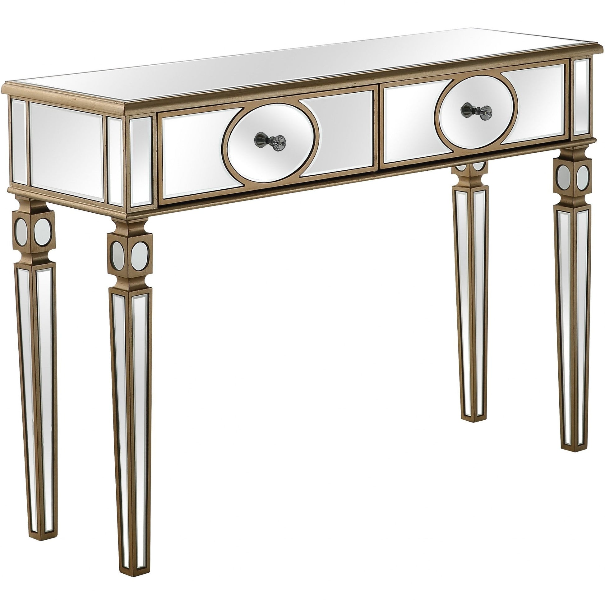 HomeRoots Refined Curvy Consoled Table in Champagne Finish