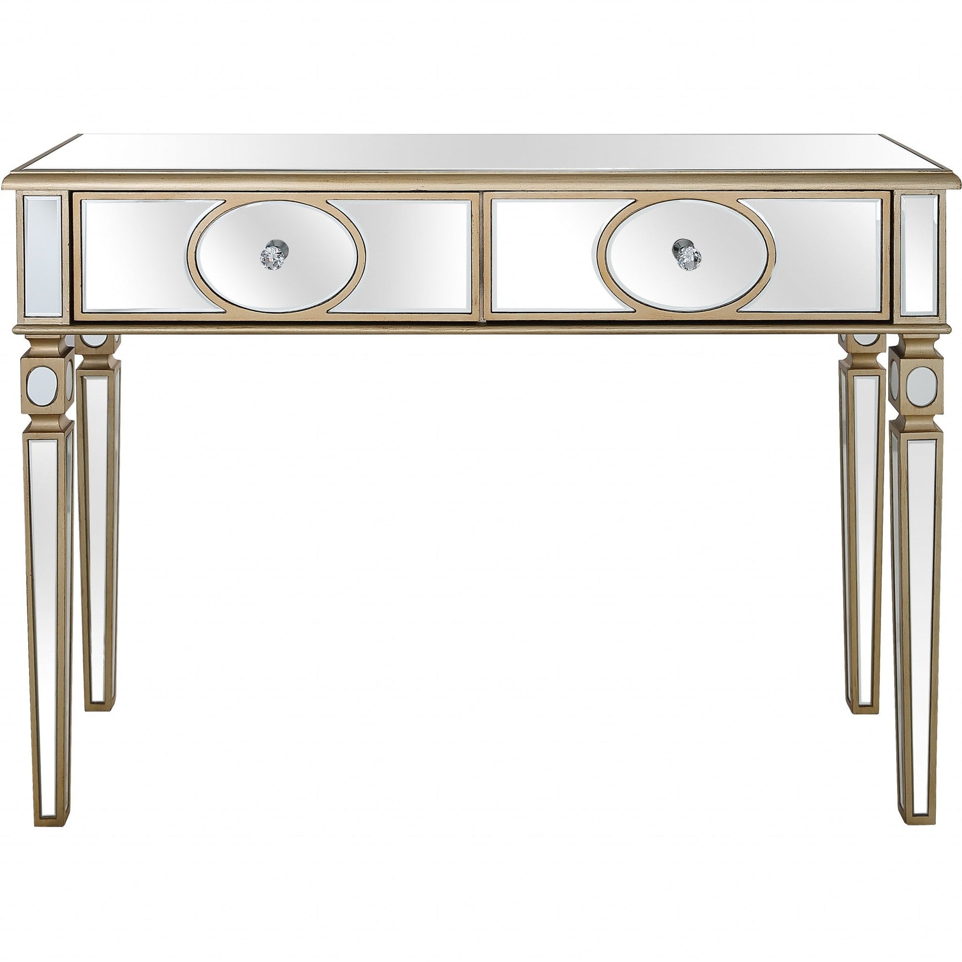 HomeRoots Refined Curvy Consoled Table in Champagne Finish