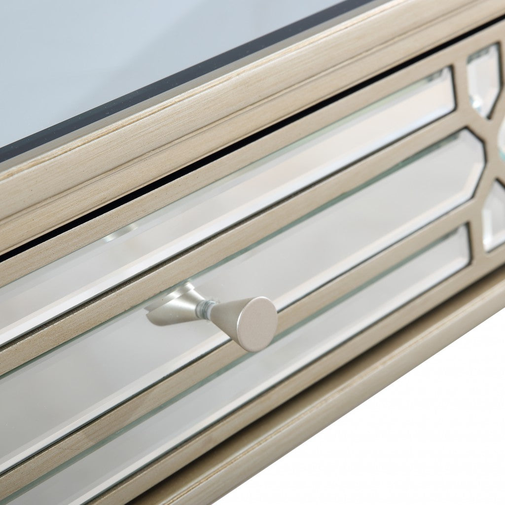 HomeRoots Regal Feel Console Table in Champagne Finish