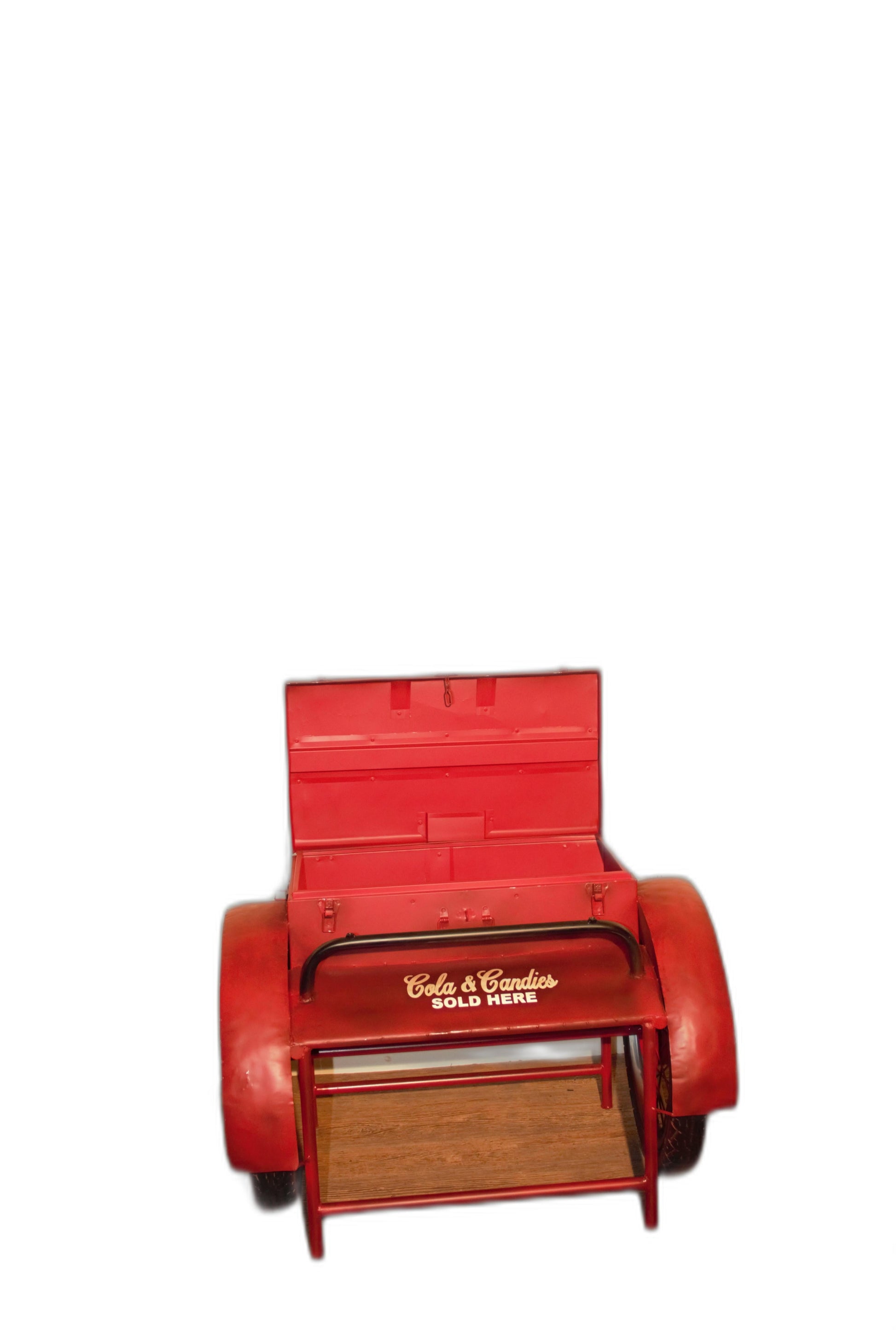 HomeRoots Retro Metal Delivery Box Accent Side Table in Red Finish