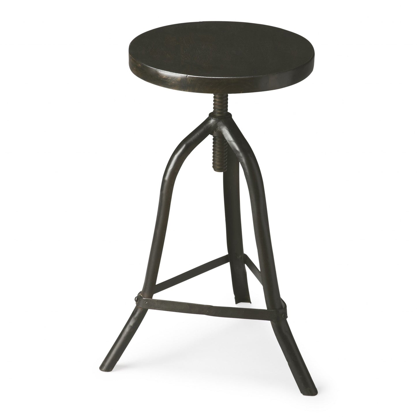 HomeRoots Revolving Round Stool in Black Iron Finish