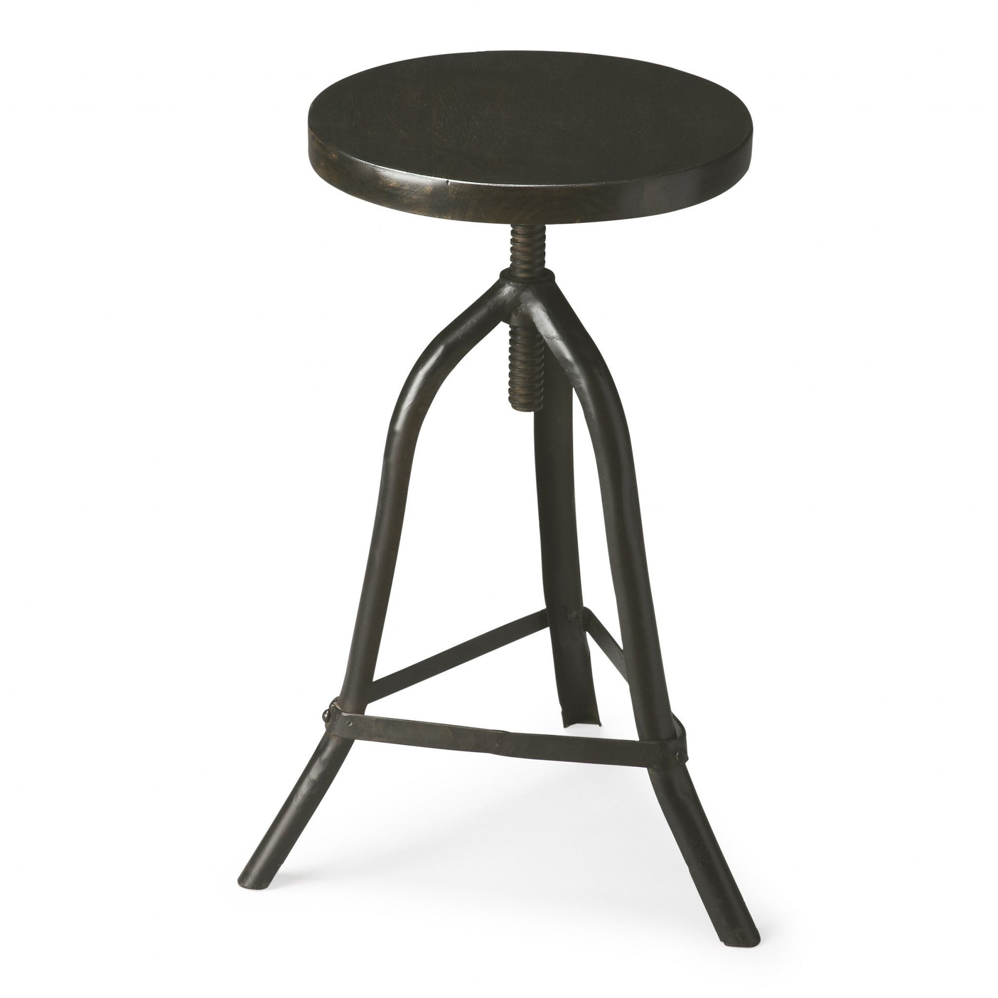 HomeRoots Revolving Round Stool in Black Iron Finish