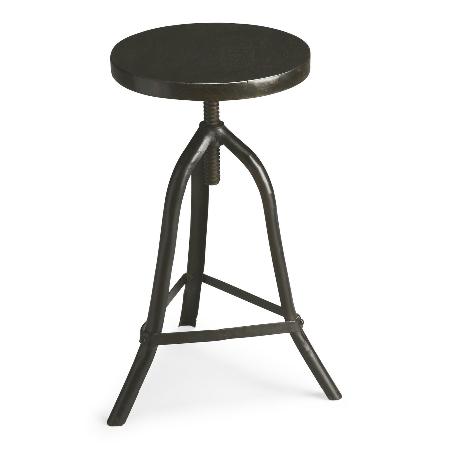HomeRoots Revolving Round Stool in Black Iron Finish
