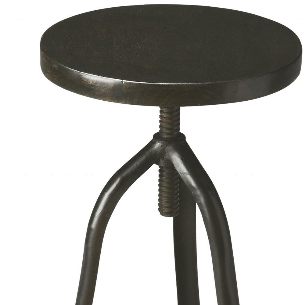 HomeRoots Revolving Round Stool in Black Iron Finish