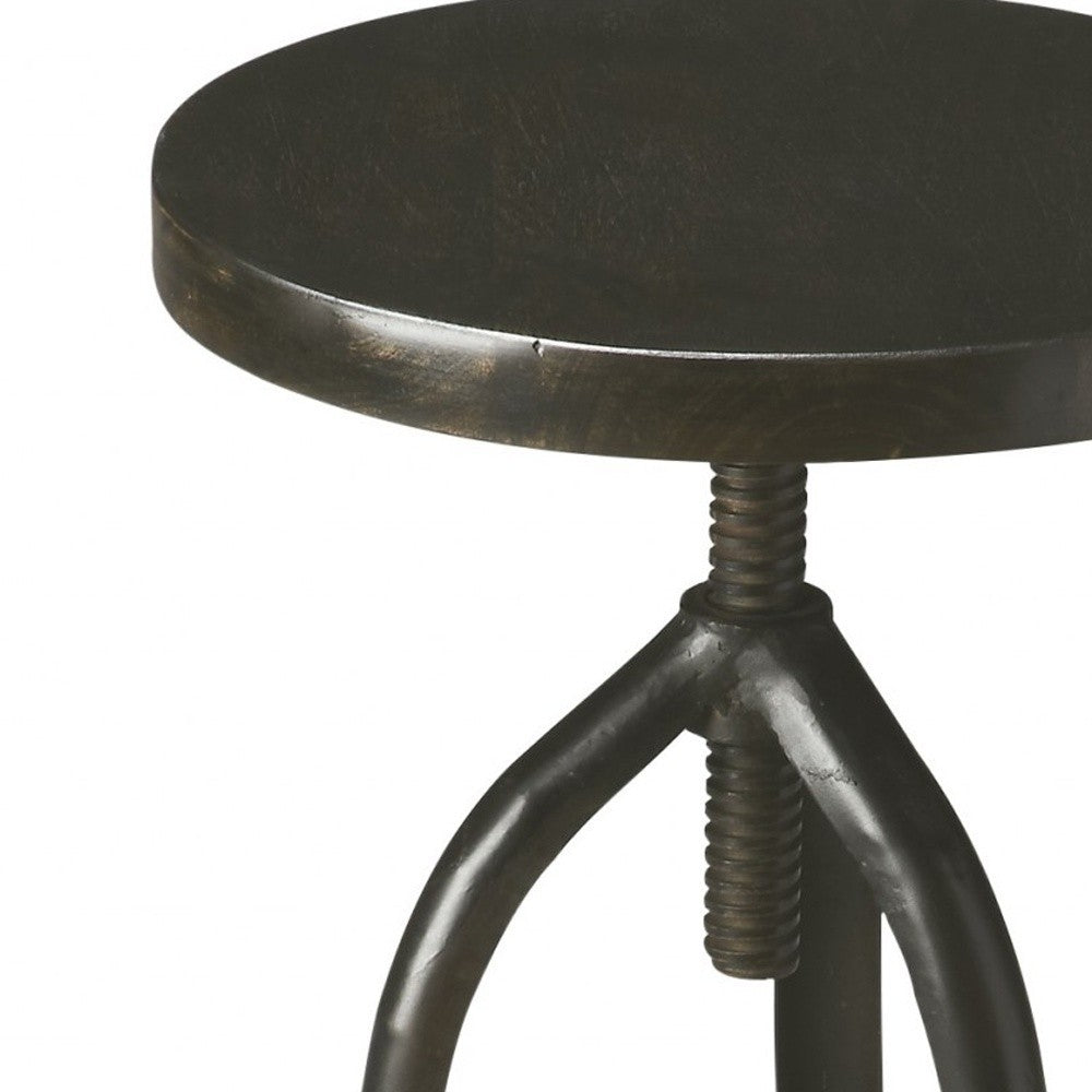 HomeRoots Revolving Round Stool in Black Iron Finish