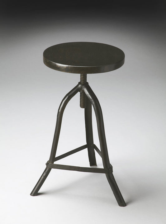 HomeRoots Revolving Round Stool in Black Iron Finish