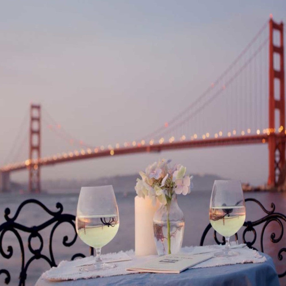 HomeRoots Romantic Wine Night For Two Golden Gate Bridge 1 Giclee Wrap Canvas Wall Art