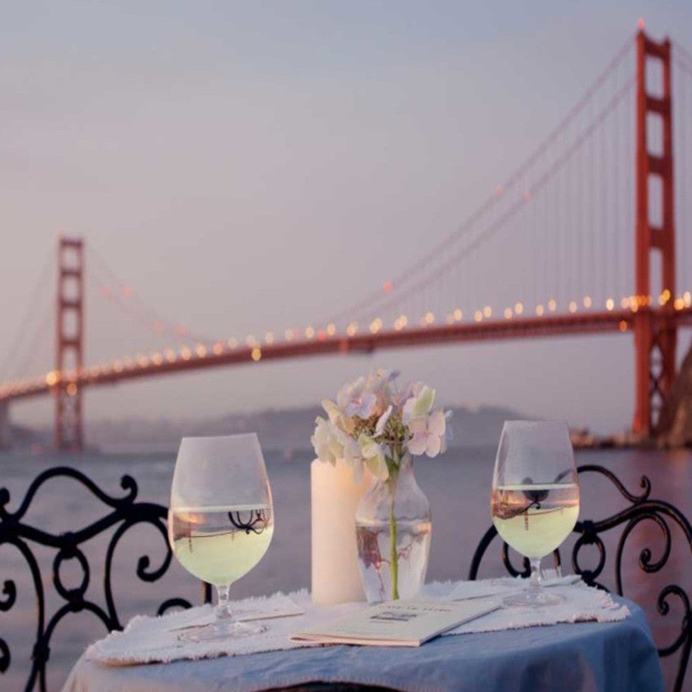 HomeRoots Romantic Wine Night For Two Golden Gate Bridge 4 Giclee Wrap Canvas Wall Art