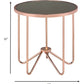 HomeRoots Rose Gold and Smokey Glass Top End Table