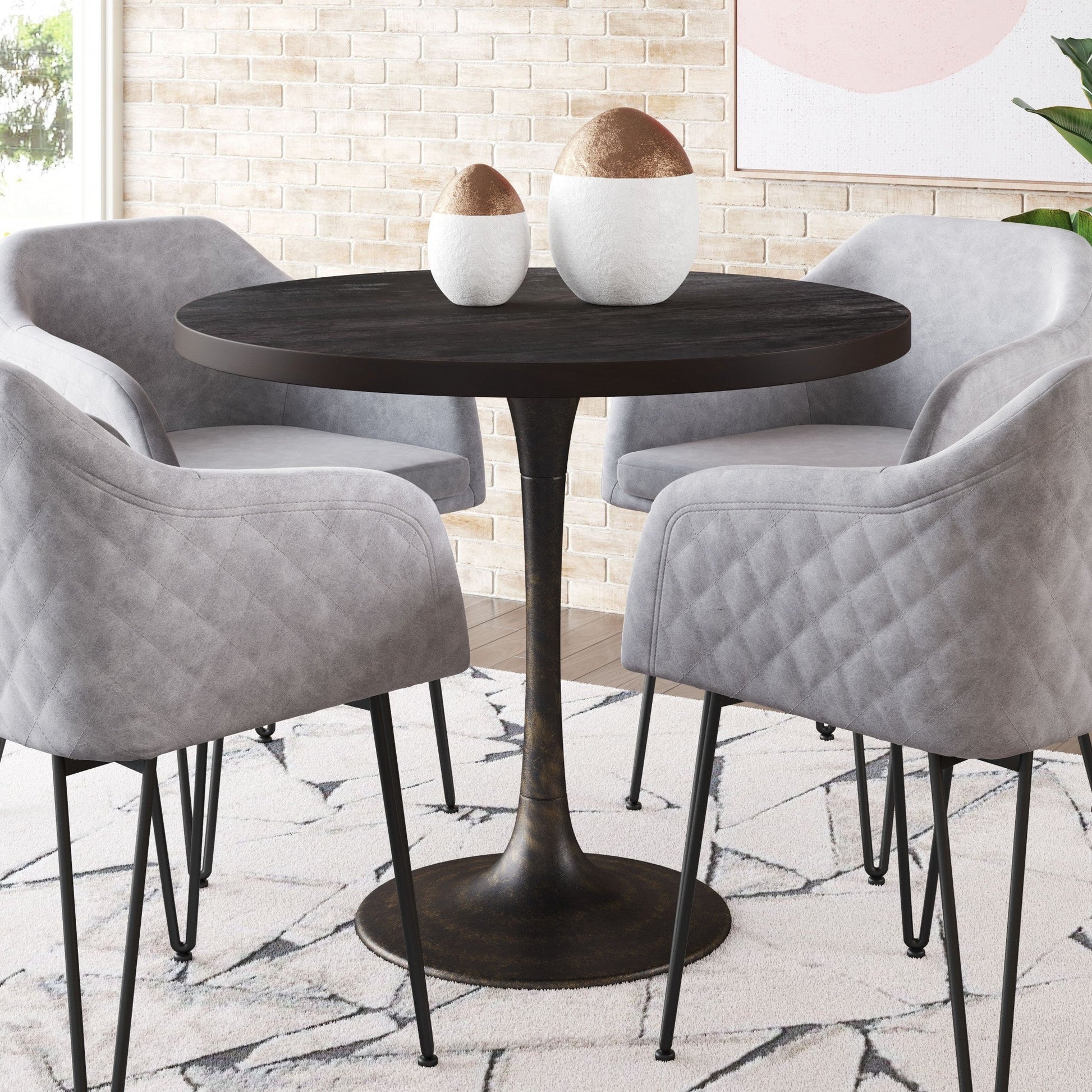 HomeRoots Round Black Dining Table