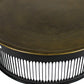 HomeRoots Round Drum Shaped Brass Coffee Table With Black Finish