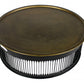 HomeRoots Round Drum Shaped Brass Coffee Table With Black Finish