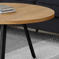HomeRoots Round Golden Pine with Black Metal Coffee Table