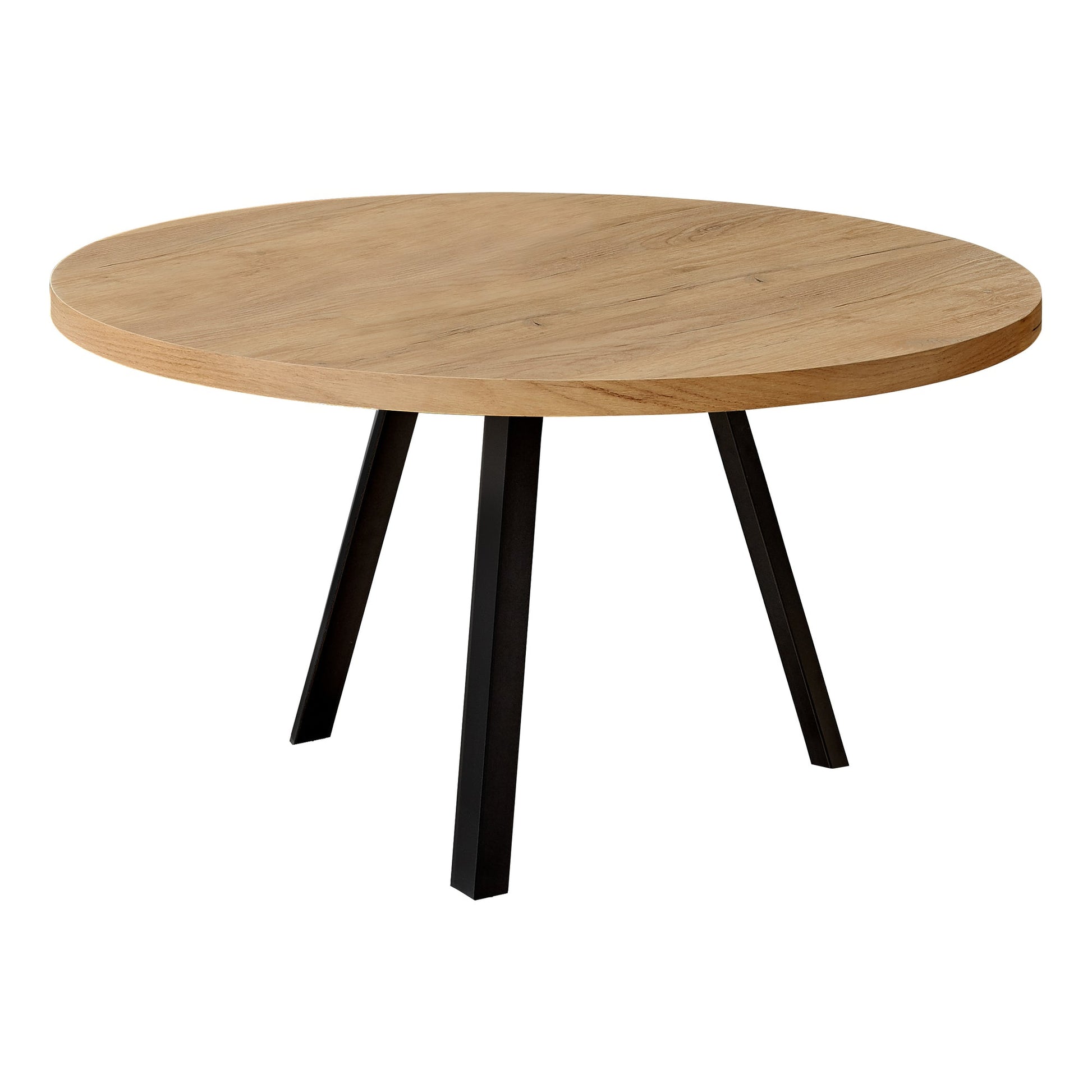 HomeRoots Round Golden Pine with Black Metal Coffee Table