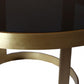 HomeRoots Round Modern Coffee Table in Black and Gold Finish