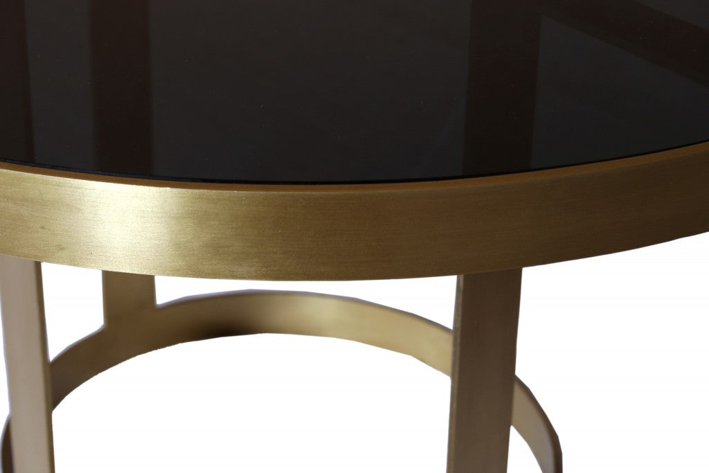 HomeRoots Round Modern Coffee Table in Black and Gold Finish