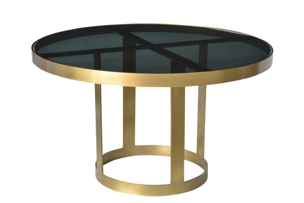 HomeRoots Round Modern Coffee Table in Black and Gold Finish