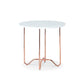 HomeRoots Round White Side Table with Rose Gold Iron Legs