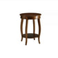 HomeRoots Round Wooden Side Table in Walnut Brown Finish