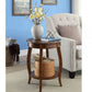HomeRoots Round Wooden Side Table in Walnut Brown Finish