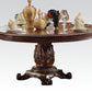 HomeRoots Round Wooden Top Dining Table With Single Carved Pedestal