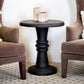 HomeRoots Rustic Black Pedestal End Table