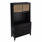 HomeRoots Rustic Black Tall Buffet Cabinet With Light Bamboo Finish