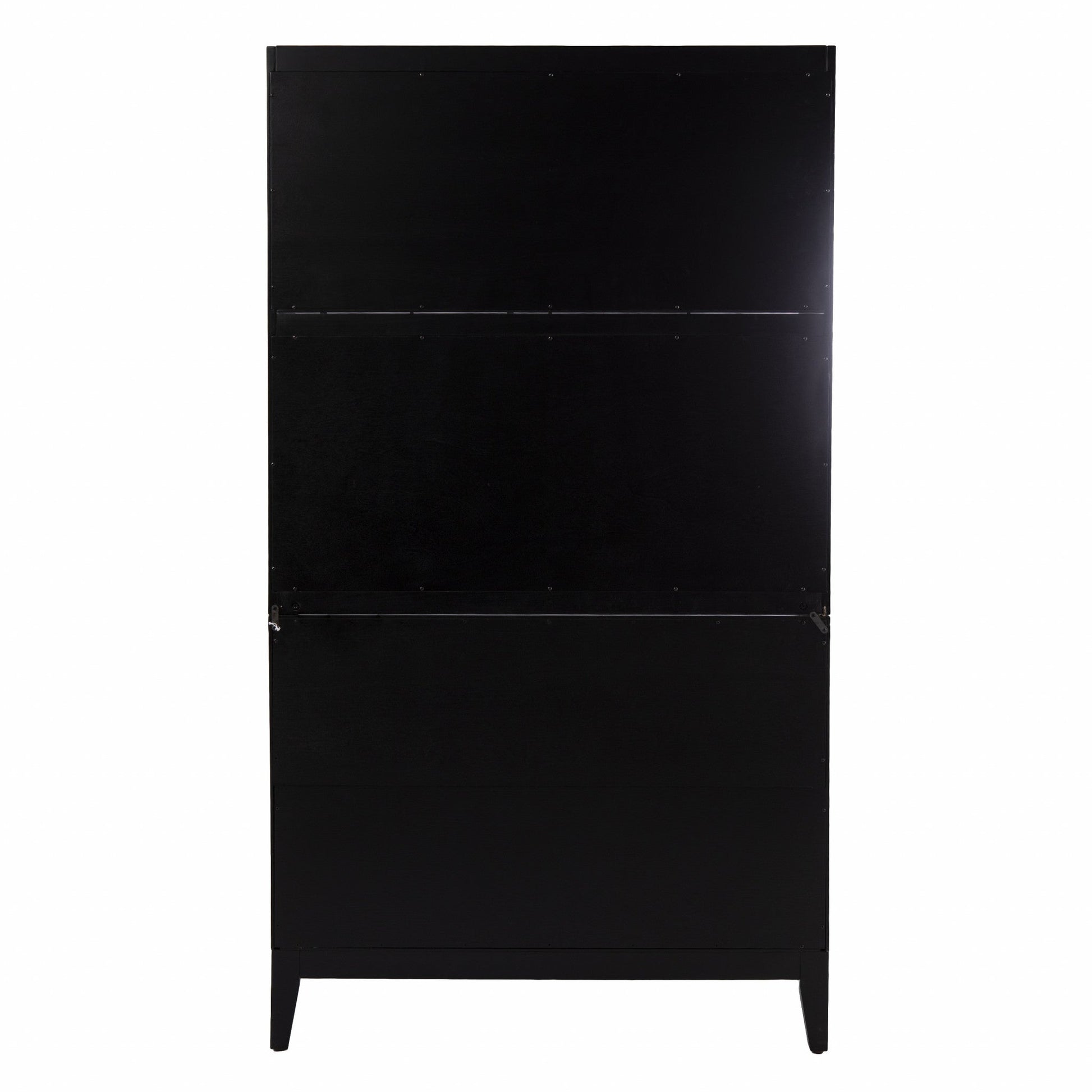 HomeRoots Rustic Black Tall Buffet Cabinet With Light Bamboo Finish