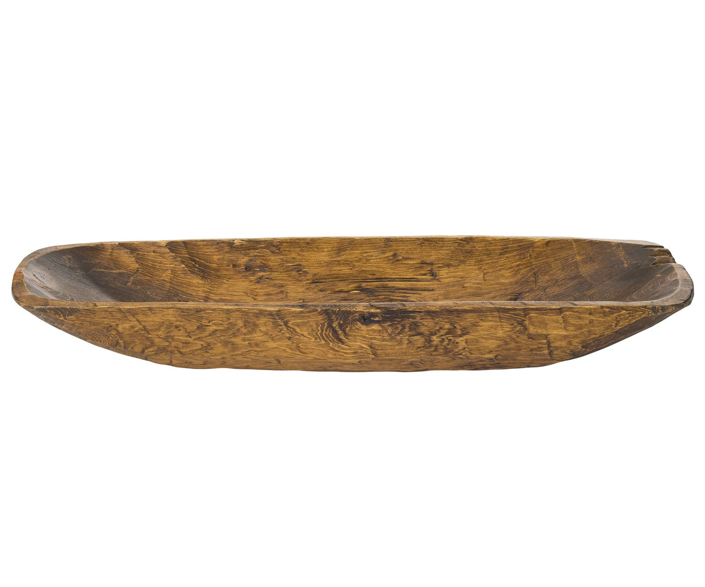 HomeRoots Rustic Brown And Natural Handcarved Thin Oval Centerpiece Bowl