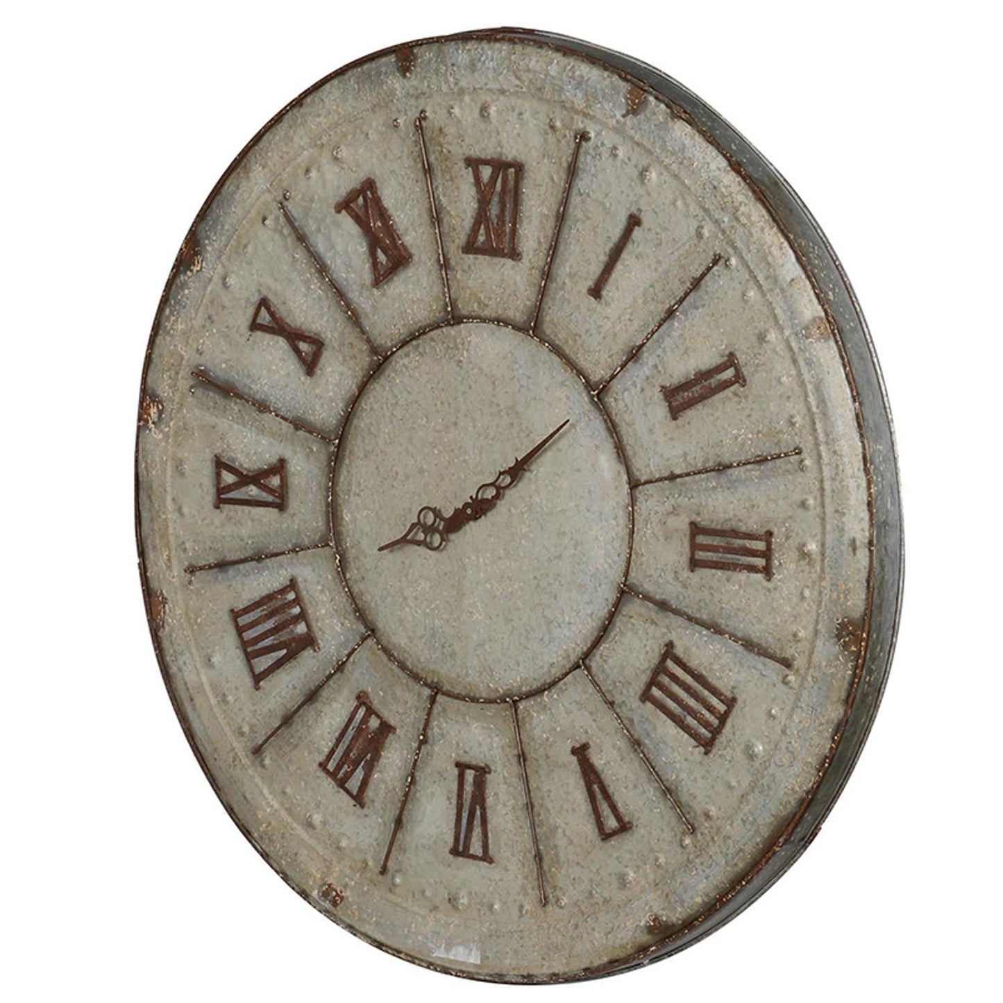 HomeRoots Rustic Farmhouse Distressed Tin Round Wall Clock
