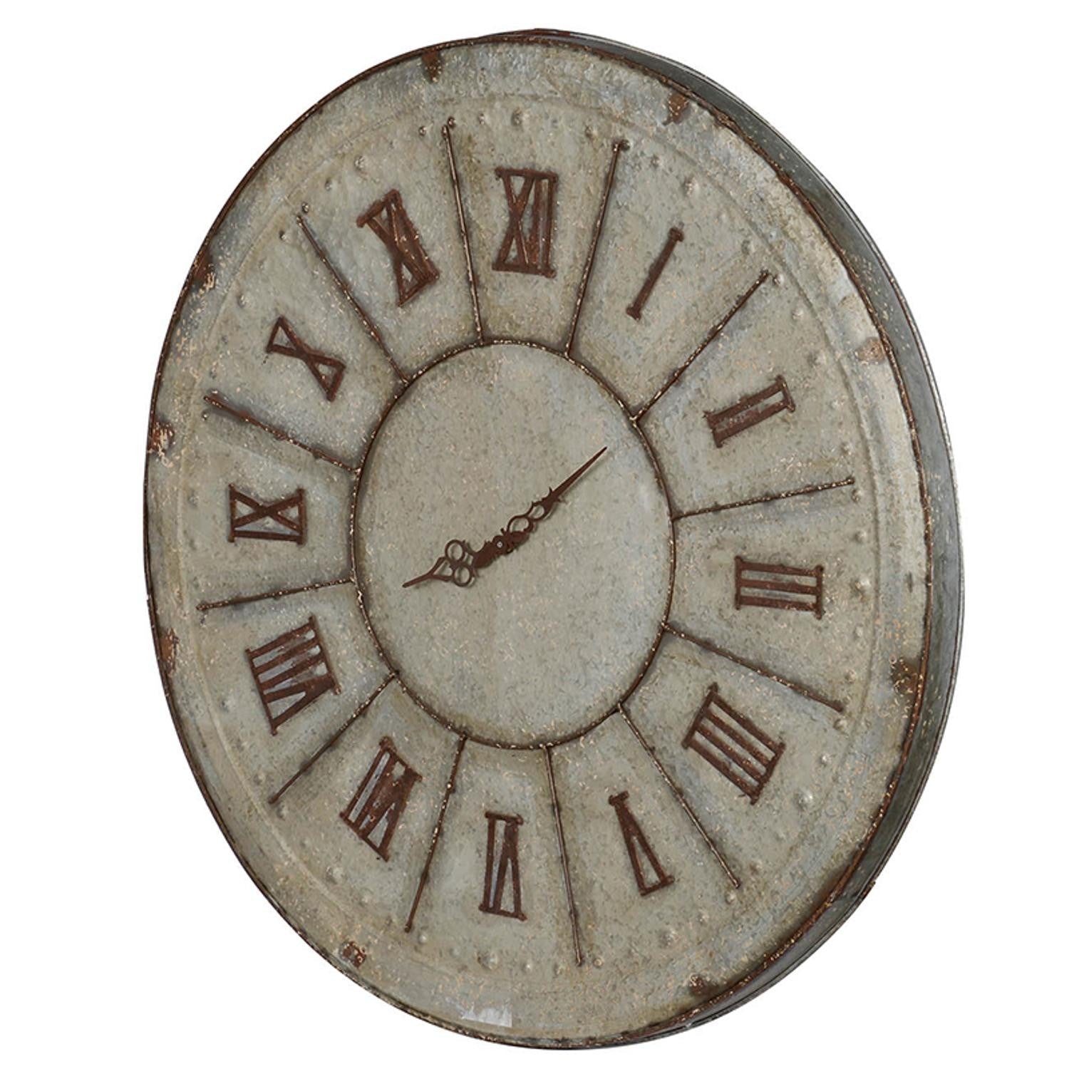 HomeRoots Rustic Farmhouse Distressed Tin Round Wall Clock