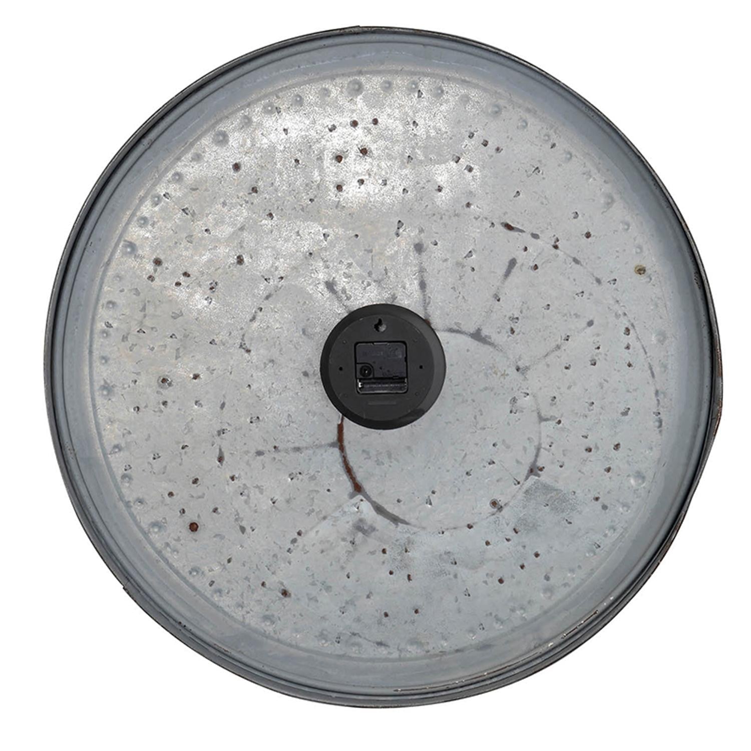 HomeRoots Rustic Farmhouse Distressed Tin Round Wall Clock