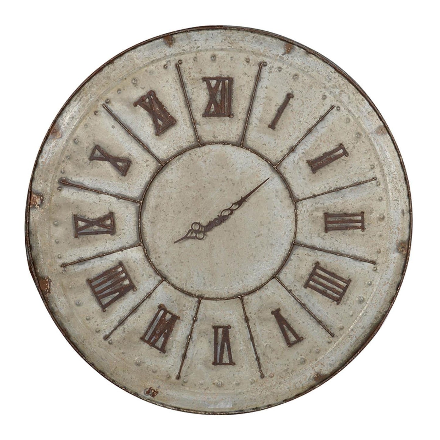 HomeRoots Rustic Farmhouse Distressed Tin Round Wall Clock
