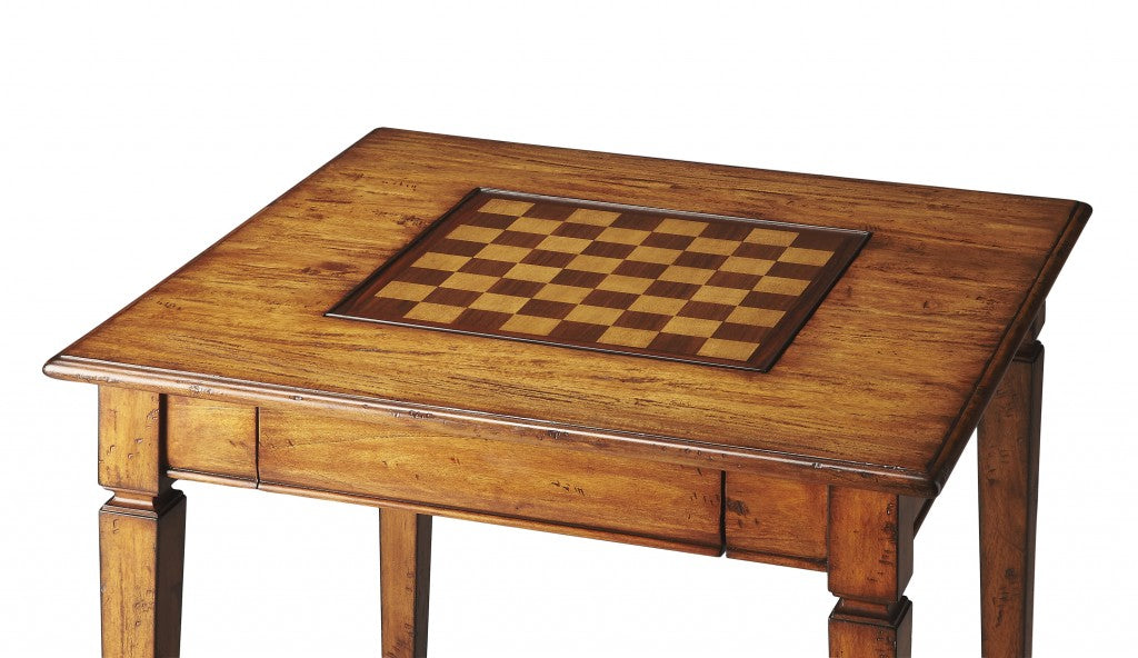 HomeRoots Rustic Game Table in Brown Finish