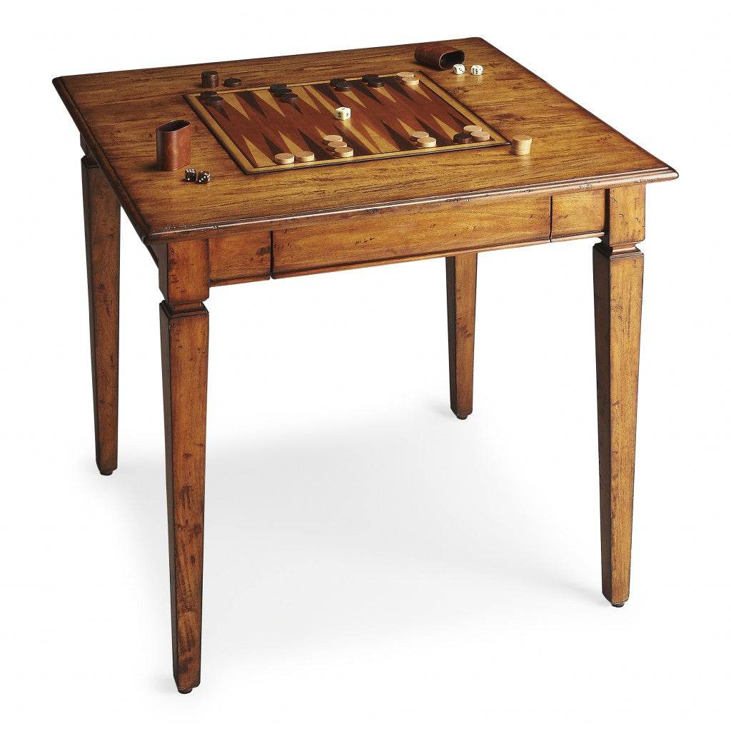 HomeRoots Rustic Game Table in Brown Finish