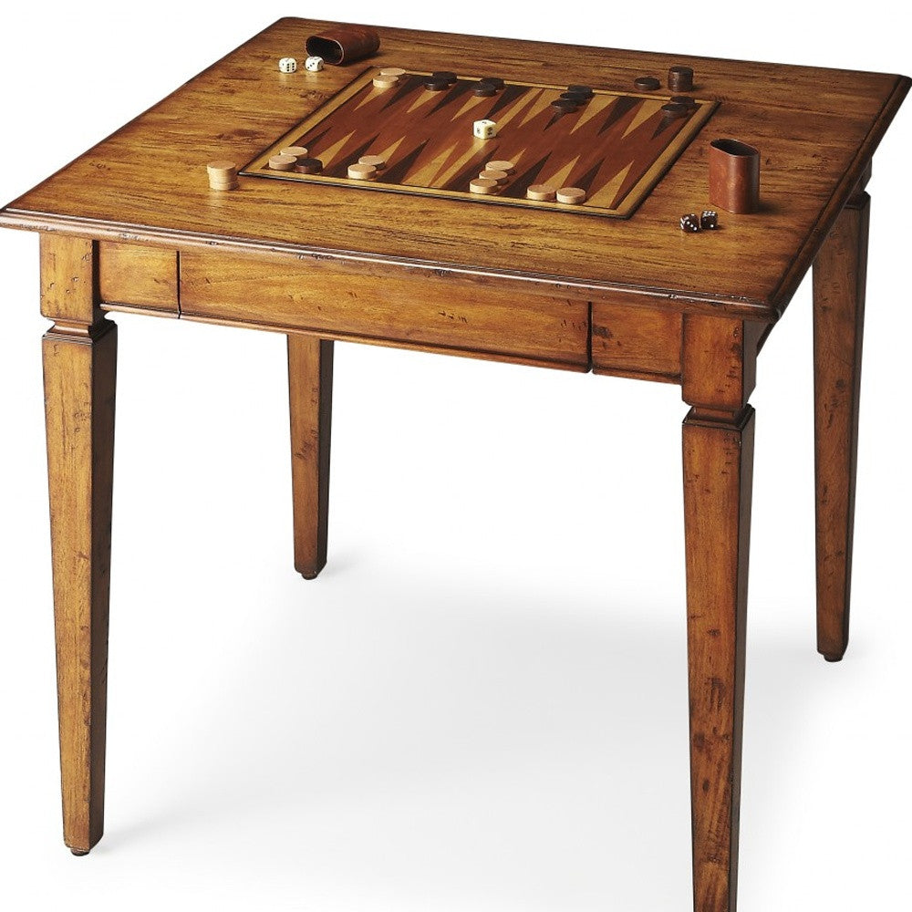 HomeRoots Rustic Game Table in Brown Finish