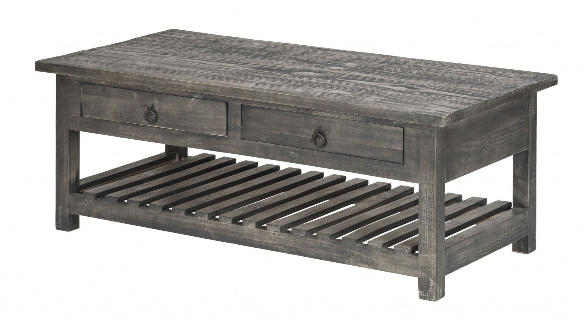HomeRoots Rustic Gray Wash Wooden Coffee Table with Storage
