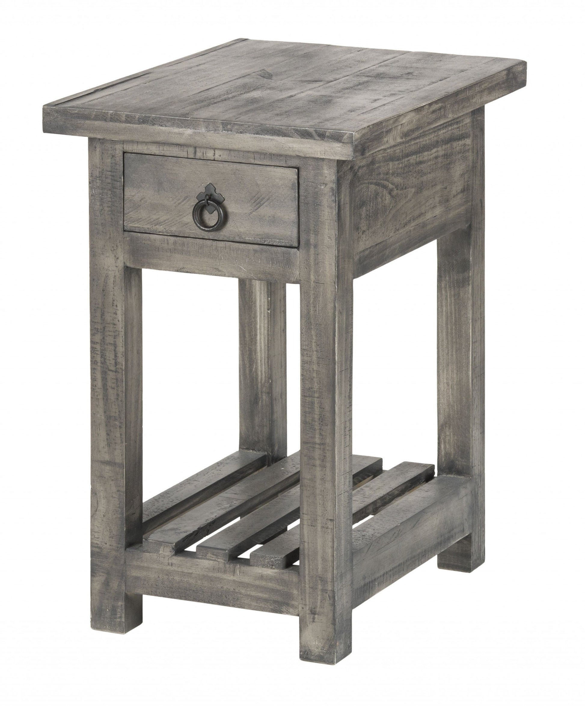 HomeRoots Rustic Gray Wash Wooden End Table with Storage