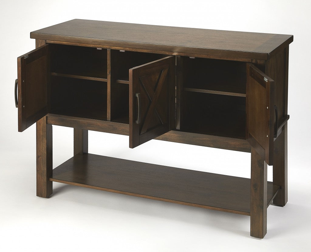 HomeRoots Rustic Natural Dark Brown Buffet Cabinet