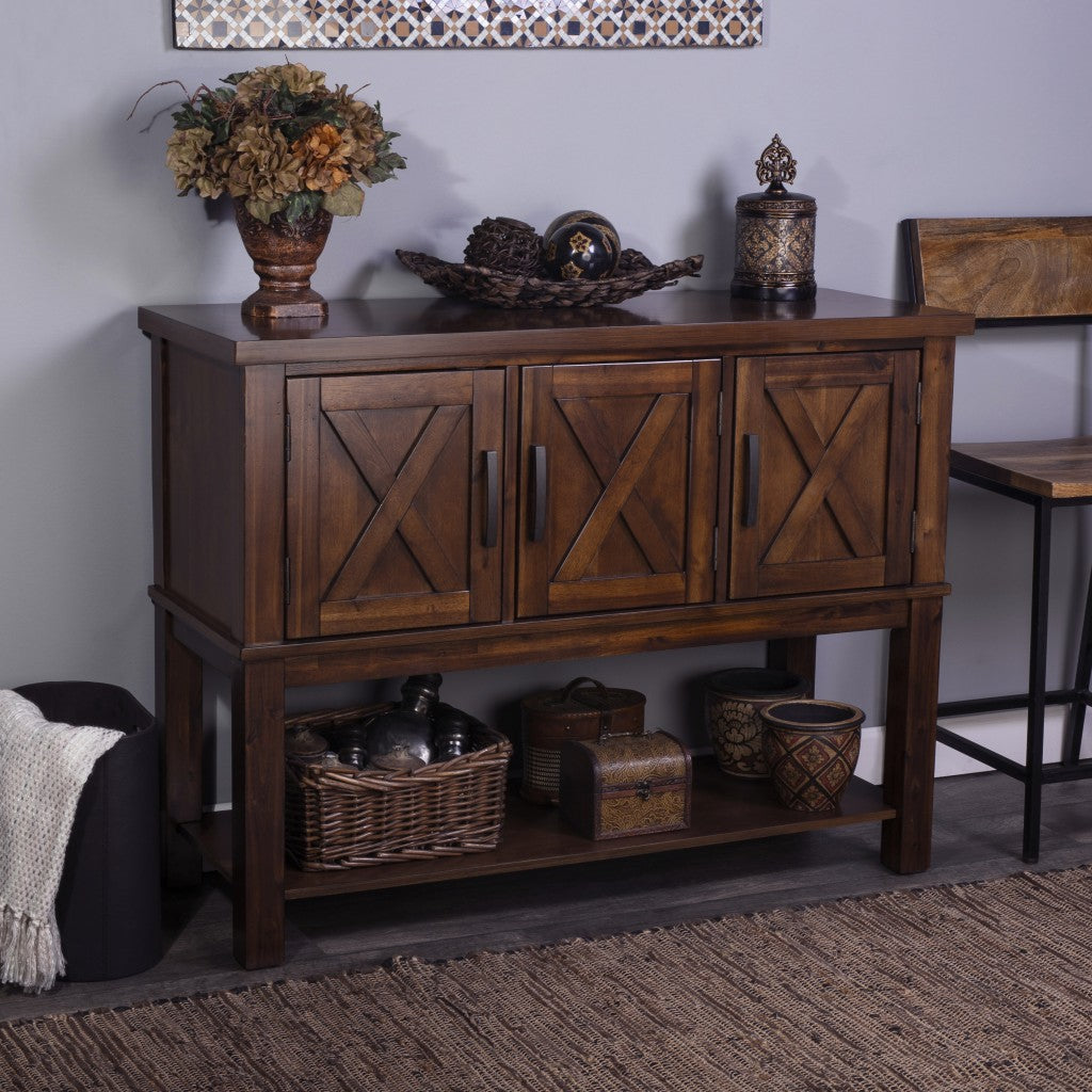 HomeRoots Rustic Natural Dark Brown Buffet Cabinet