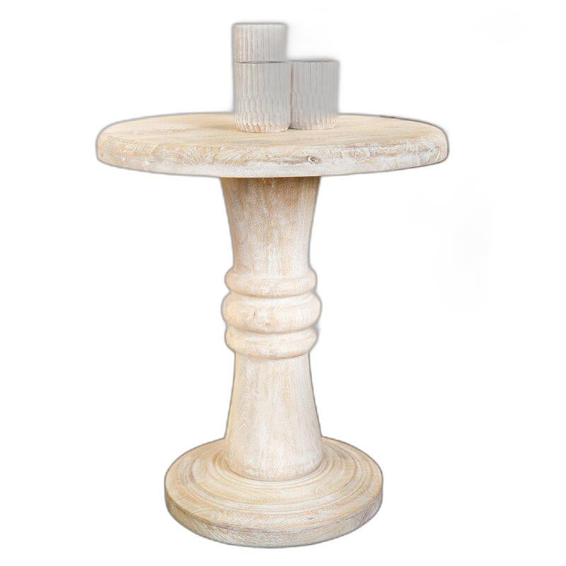 HomeRoots Rustic Natural Turned Pedestal End Table