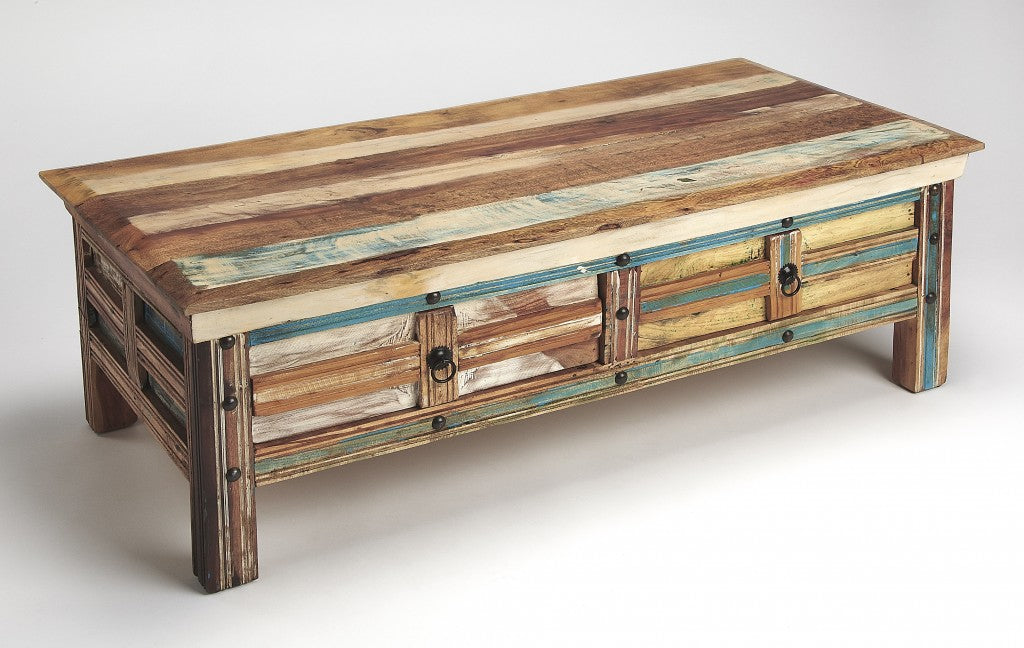 HomeRoots Rustic Painted Coffee Table