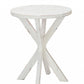 HomeRoots Rustic Round X Base End Table in Modern White Finish
