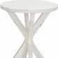 HomeRoots Rustic Round X Base End Table in Modern White Finish